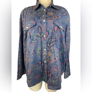 LRL Lauren Jeans Co. Paisley Long Sleeve Button Up Button-Up Shirt Women’s 2X